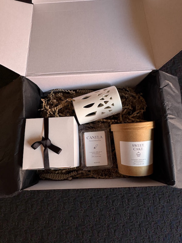 Caja Regalo Vela + Wax Melts + Quemador