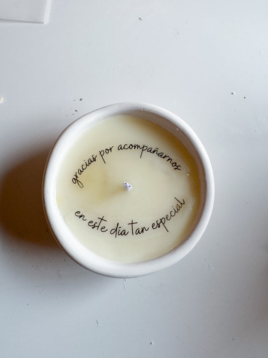 Vela con mensaje en cuenco